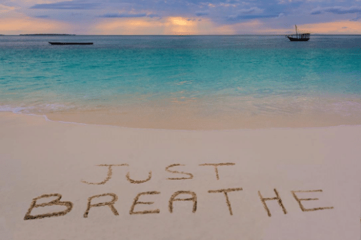 Just Breathe Written In The Sand